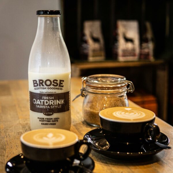 Brose Fresh Oat Drink Available For Home Delivery and Coffee Shop or Cafe by What's Fresh Door Step Delivery Located at Park Farm Family Dairy in East Kilbride, South Lanarkshire, Scotland. Sustainable and Eco-Friendly Deliveries.